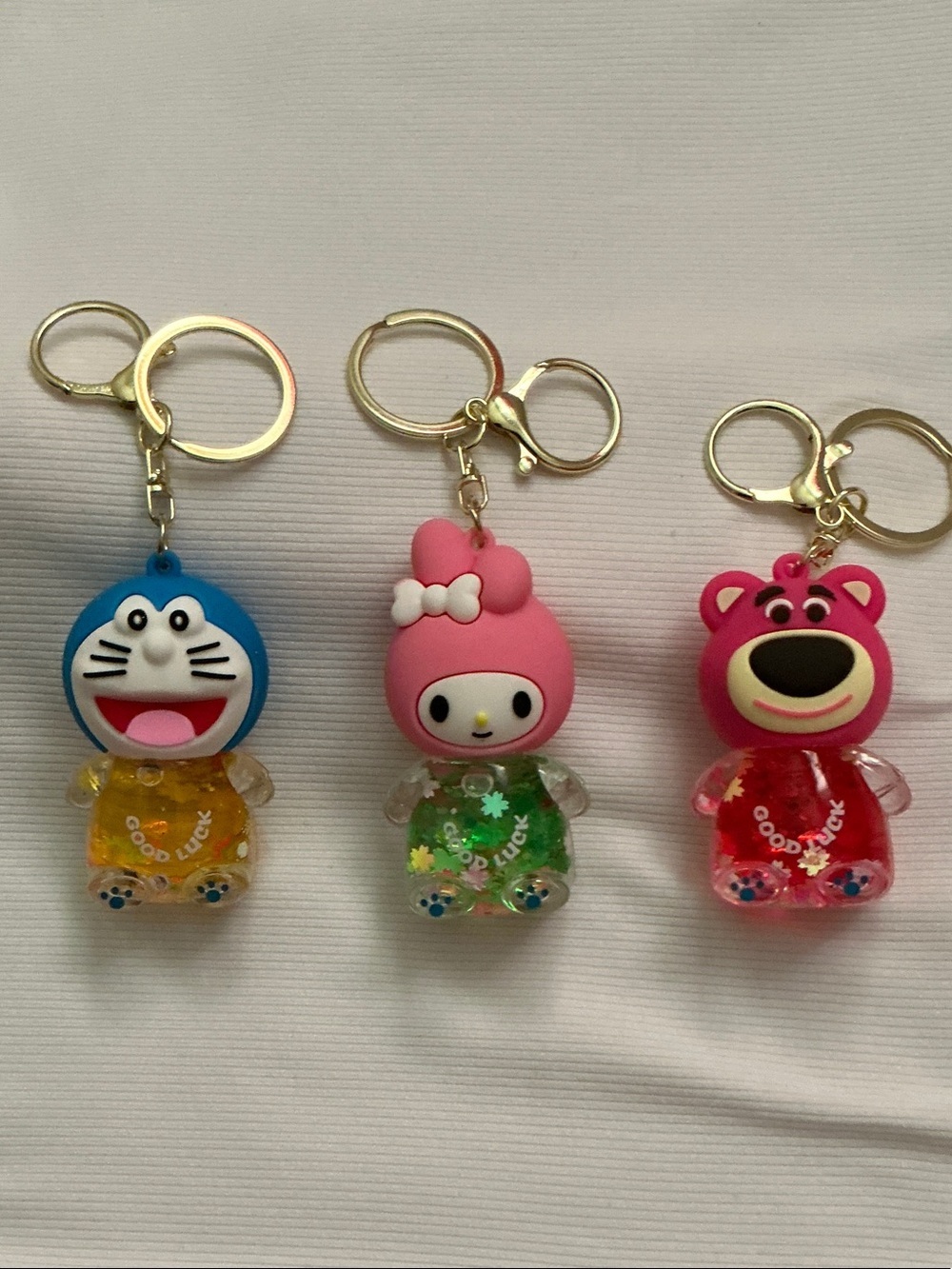 Cute Character Keychain Trio - Blue, Pink, Hot Pink All (3)
